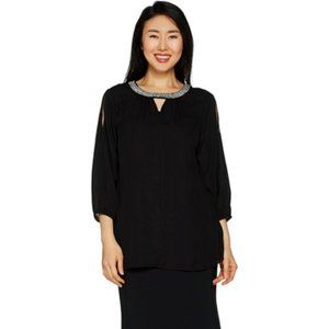 NWT DENNIS BASSO COLD SHOULDER BLOUSE TANK SET BLACK